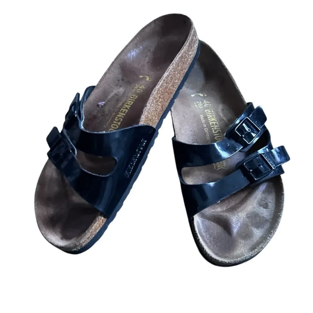 BIRKENSTOCKS Black Patent Leather - Size 40 / 9 Womens